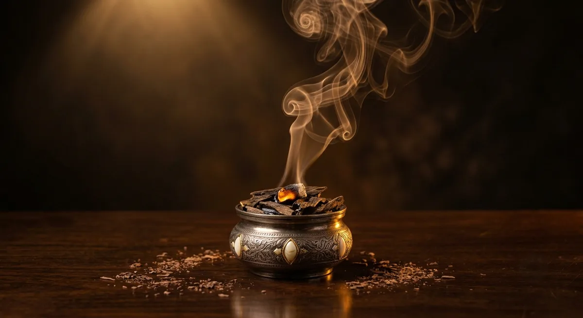 مبخرة عذية يتصاعد منها دخان العود
